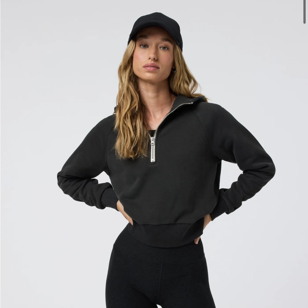 Vuori restore half zip hoodie in washed black
